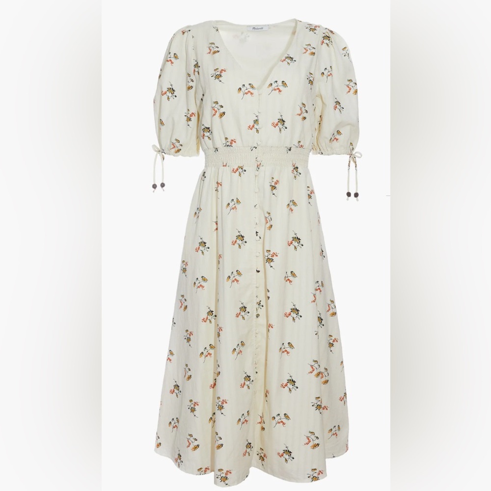 Madewell Tie-Sleeved Smocked Midi Dress